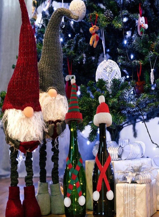 Bencailor 24 Pcs Mini Knit Santa Hats Tiny Christmas Scarf and Hats Set Mini Scarf for Crafts Small Christmas Tree Ornaments Decorations for DIY Craft Art Snowman Doll (Red Green) - Image 2